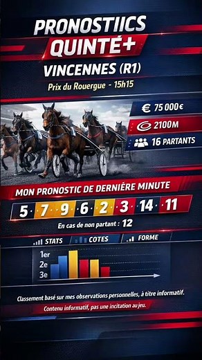 Pronostic Quinté+ Vincennes (R1) -2 Mai- Dernière minute