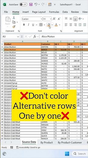 Don't color alternative rows one by one in Excel | Instead Use this Amazing Trick #excel
