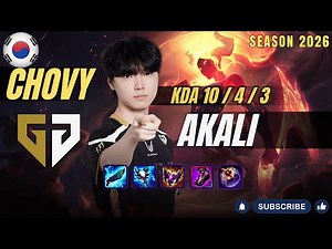 GEN Chovy AKALI vs TALIYAH Mid - Patch 26.1 KR Ranked | lolrec