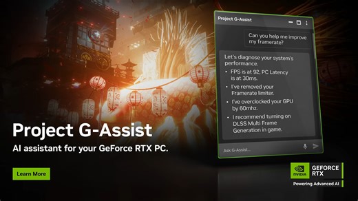 NVIDIA Project G-Assist «AI assistant puts slideshows on» RTX 5080 — blades instead of games
