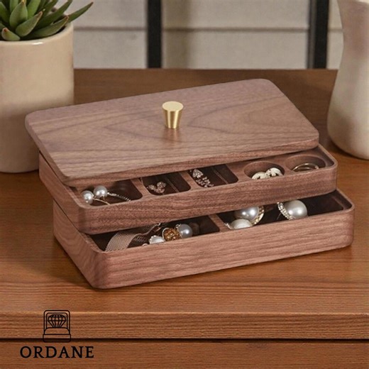 Stackable Walnut Jewelry Box Organizer, Wooden Multi Tier Jewelry Storage, Vintage Jewelry Organizer for Rings Earrings Necklaces - Etsy