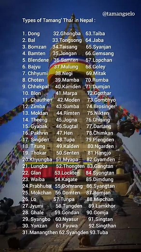 Types of Tamang thar in Nepal