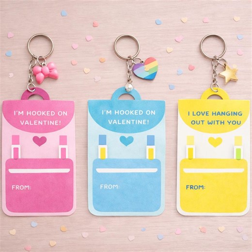 Backpack Valentine Cards Printable | Editable Keychain Valentines (digital Download - Etsy