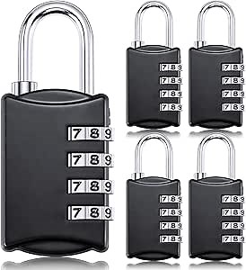 Moxweyeni 5 Pcs 4 Digit Combination Lock Small Combo Luggage Number Locks Outdoor Waterproof Padlock for Traveling Toolbox Gym Door Locker Suitcases Employee Hasp Storage