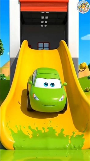 Mega Car Slide! 🚗🌈 (Learn Colors) #Shorts #cartoon #baby #toddlerlearning #toycars #nurseryrhymes