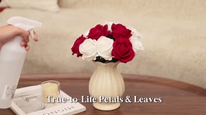 Lifewit Classic Red Artificial Roses Flowers, Faux Long Stem Roses Bulky