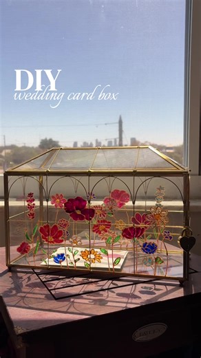 my DIY stained glass inspired card box for my wedding next week 🌸 #fyp #stainedglass #wedding #weddingcardbox #diy