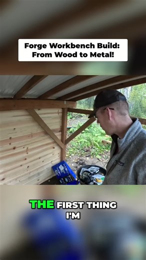 Forge workbench build! From lumber to metal panel, watch it come together. Even fixed a mud pit. #DIYForge #DIY #fyp #outdoorboys #Blacksmith