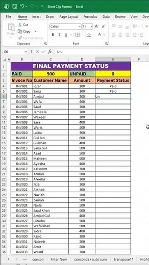 Final Payment Status in Excel | Advanced SUM Function Trick