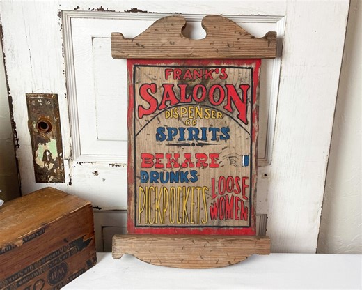 Hand Painted Wooden Bar Sign / Vintage Pub Theme / Rustic Man Cave Decor - Etsy