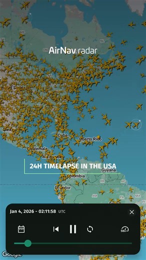 AirNav Radar on Instagram: "✈️ A full day of air traffic in seconds. This video shows 24 hours of live flights across the United States, compressed into a stunning timelapse — revealing just how dynamic and complex global aviation really is. 🔴 Track it live: Link in BIO. #Aviation #AirTraffic #FlightTracking #AvGeek #AirNav #LiveData #Timelapse"