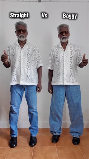 Rajamanickam Muthu | Straight vs Baggy ? Which one ? 🔥 #fashionover50 #mensfashion #fashionover60 #daddyfashion #dadfashion #fashionover40 | Instagram