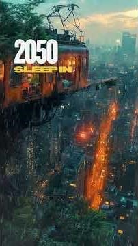 2050 Sleeping in a Flying Train 🌧️ #Shorts