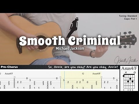 Smooth Criminal - Michael Jackson | Fingerstyle Guitar | TAB + Chords + Lyrics