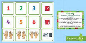 Number and Number Representation Sorting 1-10 Busy Bag Prompt Card and Resource Pack