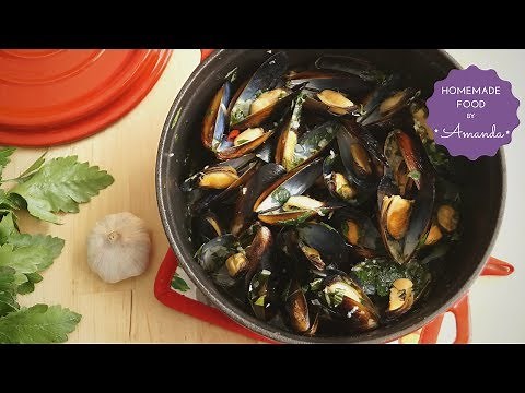 White Wine Mussels with Pasta & Bread | Homemade Food by Amanda