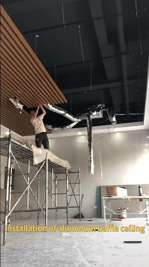 Installation of aluminum baffle ceiling