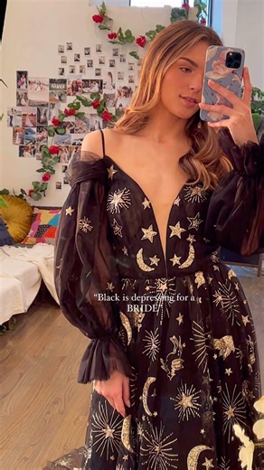 20K views · 621 reactions | Definitely won’t be changing my mind ✨ Black wedding dresses are just too iconic  • • #yestothedress #weddingdressshopping #bridalgowns #weddingideas #weddinginspo #weddingplanning #weddingdressinspo #weddingdressinspiration #floralweddingdress #acotar #bridalstyle #bridaltrends #weddingtimeline #engaged #bridetobe #2024bride #2025 bride #blackweddingdress | Flora & Lane | Facebook