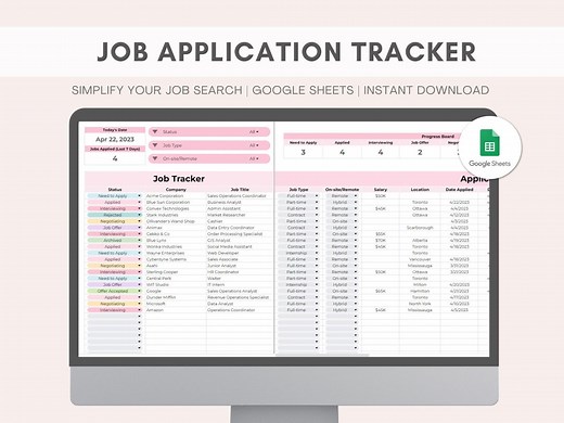 Job Application Tracker | Google Sheets | Job Planner | Interview and Job Search | Job Application Template | Simple Dashboard | Spreadsheet - Etsy