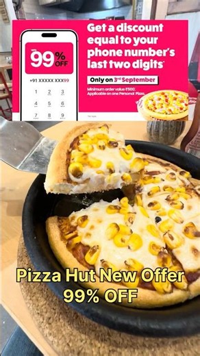 Pizza Hut 🍕New Offer 99% OFF? 🔥 #pizzahut #pizza #dominos #newoffer #foodie