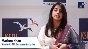 Marium Khan, MS Business Analytics student at KSBL talks about the program. MS Business Analytics is a unique program that has the application of analytics at its core. Make the most of your potential with a data-driven understanding of business and decision-making. Applications for Spring 2024 are underway at: ksbl.edu.pk/applynow #KSBL #Spring2024 #SpringAdmissions #studenttestimonials #BusinessAnalytics #business #analytics #postgraduate | KSBL