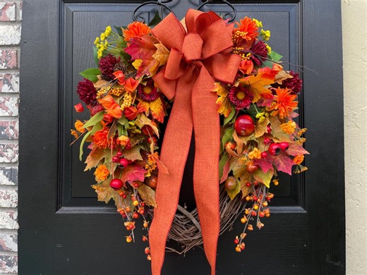 Fall Wreath, Thanksgiving Decor for Front Door, Large Tear Droop - Etsy