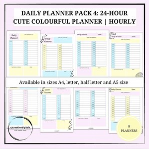 24-hour Cute Colourful Daily Planner | Hourly Organiser for Time Management | Daily Schedule & To-do Lists | Top Priorities | Organisation - Etsy Australia