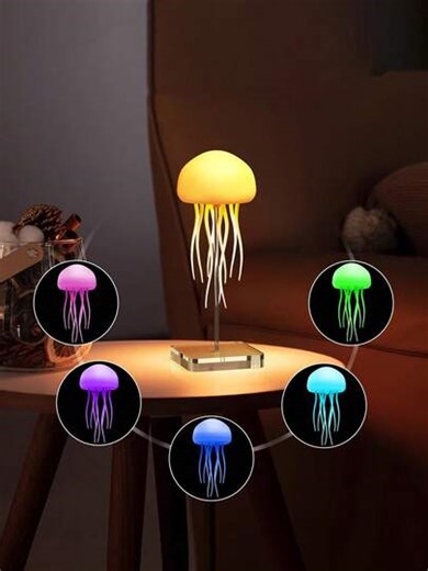 1pc Voice-Activated Rotating Jellyfish Night Light, Realistic Jellyfish Lamp, Ideal Gift Choice, Home Decor, Bedroom/Living Room Tabletop Lighting | SHEIN