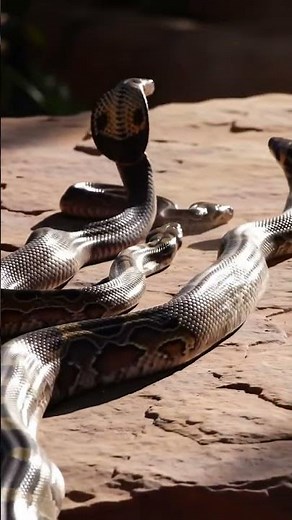 King Cobra vs Python | Cliff Edge Battle#Snake #Python #Cobra #WildlifeFight #NatureScene