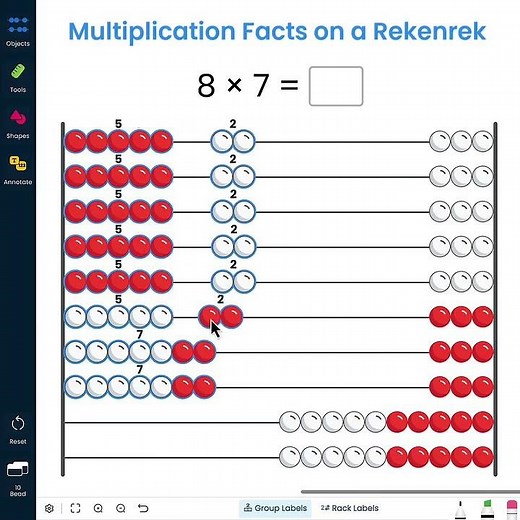 Model Multiplication facts on a Rekenrek