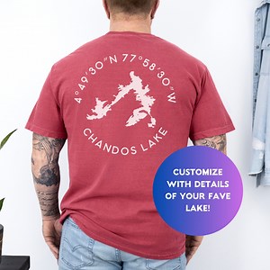 Personalized Lake Map T-shirt: Custom Lake Name & Coordinates - Etsy