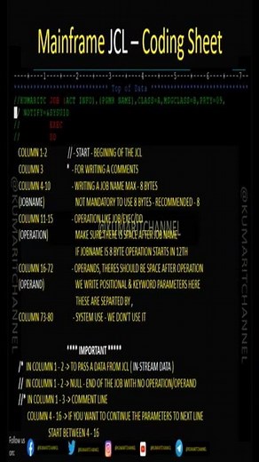 Mainframe JCL Coding Sheet