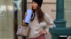 Corkcicle x Rifle Paper Co. Cruiser Insulated Tumbler with Handle & Straw - Keeps Drinks Cold 20 Hours - BPA-Free - 40 oz - Gift for Mom - Great for Mother's Day or Christmas - Gloss Blue Hydrangea