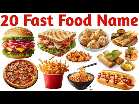 बच्चों के लिए फास्ट फूड सीखें | Learn 20 Fast Food Names English Early Learning Kids