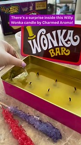 𝐏𝐑𝐈𝐂𝐄 𝐃𝐑𝐎𝐏! Willy Wonka Bar Candle 🍫 Find a surprise jewel inside! Re-use the Wonka Bar tin as a decor piece for years to come! 📸: @snugzmeow 💎 Find surprise jewelry in every item! 🙌 Over 5 million products sold 🎁 5-Star Gifts. Guaranteed to please! | Charmed Aroma