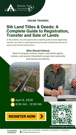 Land Titles & Deeds: A Complete Guide to Registration, Transfer, and Sale of Lands is now on its 5th run! Are you facing these challenges in property transactions? ❌ Fear of buying land with a fake or defective title ❌ Costly mistakes due to incomplete or wrong requirements ❌ Endless back-and-forth with government offices ❌ Delays that put your deals and reputation at risk If these sound familiar, this training is for you. Learn how to: ✅ Verify the authenticity of land titles ✅ Detect and preve