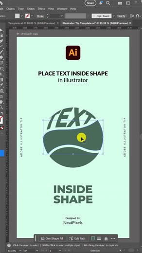 Warp text inside a shape in Illustrator #youtubeshorts #logodesigntutorials #illustratortips #tips