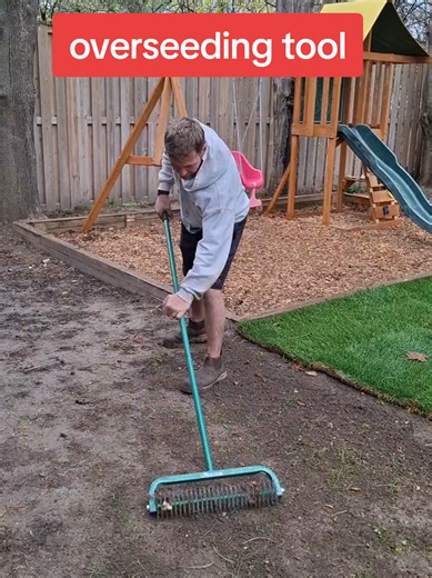 A common mistake when growing grass is putting seed down on hard soil. I like to breaker up and loose the soil first with an overseedkng tool. Then yoh can out down your seed and it has some loose soil to bond into and hold moisture. The yard tools in thus video are from @Landzie I have a code DIY10 to save you 10% #yardworktips #yardwork #lawnmaintenance #lawntools #lawntips
