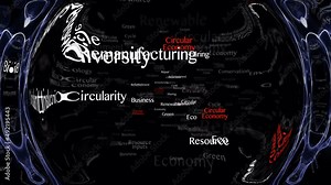 CIRCULAR ECONOMY Keywords Animation, Background, Loop, 4k Stock Video