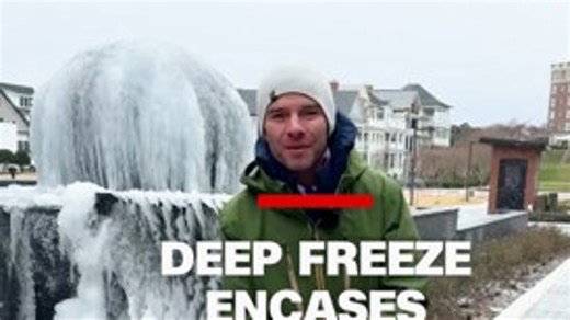 Deep freeze encases Virginia fountain in ice
