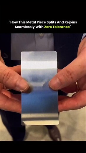 @universe_explains05 on Instagram: "This metal demonstration shows an incredible concept called “zero tolerance” engineering. The metal piece is precision-machined along a line so perfectly that when it’s split by hand and pressed back together, the edges appear to disappear. It’s not magic or self-healing — the secret lies in extreme manufacturing precision and sometimes slightly malleable metal or hidden magnets that help the halves align flawlessly. “Zero tolerance” here means the gap between