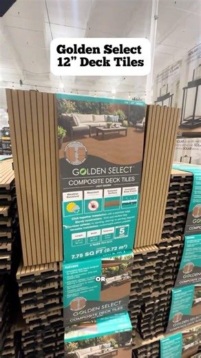 Golden Select 12” x 12” Deck Tiles (8 Pack) 🪵✨