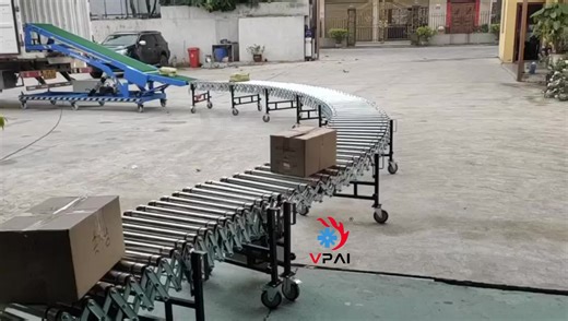 Automatic Hydraulic Lifting Inclined Belt Conveyor with Flexible Roller Conveyor for Truck Loading & Unloading