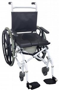 [Hot Item] Commode Aluminum Wheelchair with Toilet Seat Adjustable Footrest