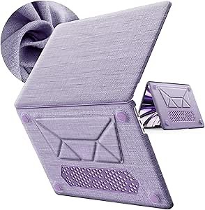 Compatible for MacBook Air 13.6 Inch Case M4 M3 M2 2025 2024 2022, Foldable Stand, Hard Shell, Woven Fabric Cover for MacBook Air 13 Inch, MacBook Air Cover, Models A3240 A2681 A3113, Purple