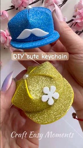 DIY cute keychain 🧢 #diy #craft #diyideas #craftideas #keychain