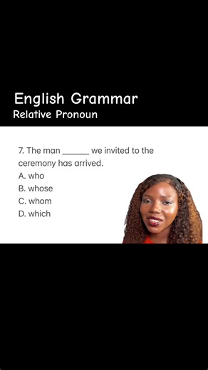 #creatorsearchinsights #academictips How well can you use these relative pronouns? Who — used for people when they are the subject of a verb. Whom — used for people when they are the object of a verb or preposition. Whose — indicates possession. Which — generally used for things and animals. #utme2027 #englishtips #dailyenglish