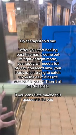 2.9M views · 50K reactions | My therapist told me: "After you start healing past traumas & come out of fight or flight mode, your body will need a lot of rest. You aren't lazy, your body is just trying to catch up on the calm it hasn't received in years" Then it all made sense. If you can relate maybe this account is for you | 100 Anxiety Tips | Facebook