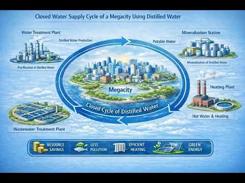 closed water supply cycle of a megacity using distilled water