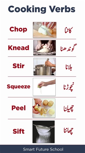 1.9M views · 8.4K reactions | Daily used Cooking Verbs | Smart Future School | Facebook